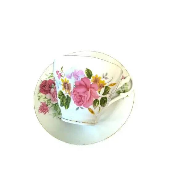 Vintage tea cup and saucer set of 6 mismatched tea party